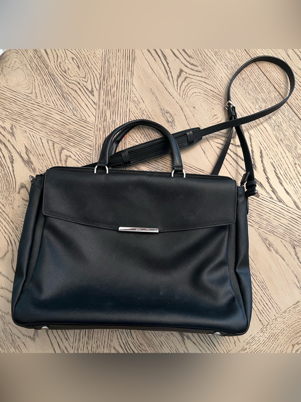 Tumi Andria Flap laptop/iPad Briefcase black coated canvas with detachable strap